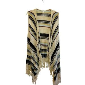 Say What Boho Hippie Festival long sweater vest with fringe size‎ L Made In USA
